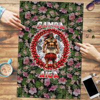 Samoa Aiga Polynesian Puzzle Tropical Floral Hibiscus Pattern Island Heritage TS04 Green Red - Polynesian Pride