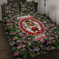 Samoa Aiga Polynesian Quilt Bed Set Tropical Floral Hibiscus Pattern Island Heritage TS04 Green Red - Polynesian Pride