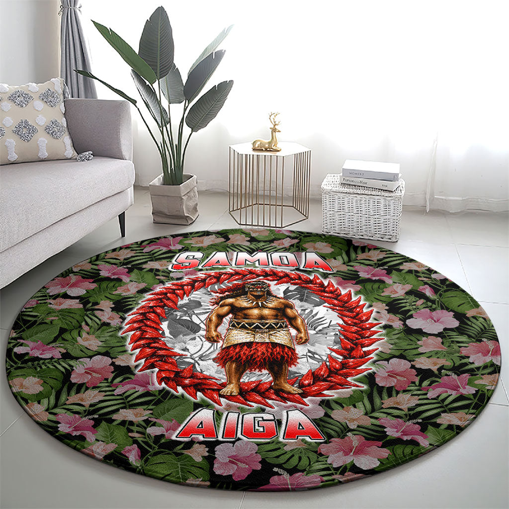 Samoa Aiga Polynesian Round Carpet Tropical Floral Hibiscus Pattern Island Heritage TS04 - Polynesian Pride