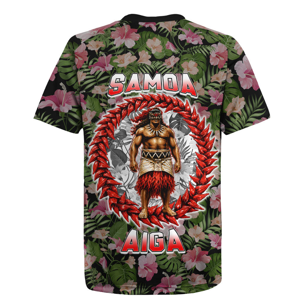 Samoa Aiga Polynesian Rugby Jersey Tropical Floral Hibiscus Pattern Island Heritage TS04 - Polynesian Pride