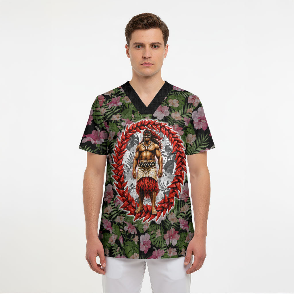 Samoa Aiga Polynesian Scrub Top Tropical Floral Hibiscus Pattern Island Heritage TS04 - Polynesian Pride