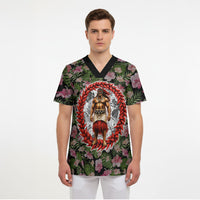 Samoa Aiga Polynesian Scrub Top Tropical Floral Hibiscus Pattern Island Heritage TS04 - Polynesian Pride