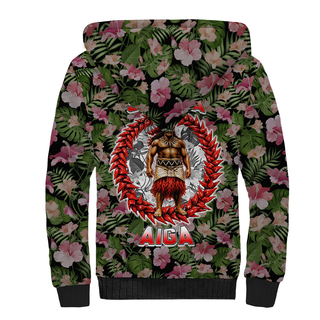 Samoa Aiga Polynesian Sherpa Hoodie Tropical Floral Hibiscus Pattern Island Heritage TS04 - Polynesian Pride