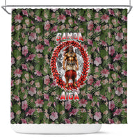 Samoa Aiga Polynesian Shower Curtain Tropical Floral Hibiscus Pattern Island Heritage TS04 Green Red - Polynesian Pride
