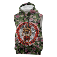 Samoa Aiga Polynesian Sleeveless Hoodie Tropical Floral Hibiscus Pattern Island Heritage TS04 Green Red - Polynesian Pride