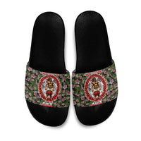 Samoa Aiga Polynesian Slide Sandals Tropical Floral Hibiscus Pattern Island Heritage TS04 Green Red - Polynesian Pride