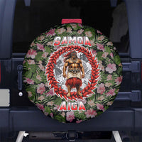 Samoa Aiga Polynesian Spare Tire Cover Tropical Floral Hibiscus Pattern Island Heritage TS04 No hole Green Red - Polynesian Pride