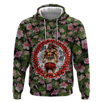 Samoa Aiga Polynesian Zip Hoodie Tropical Floral Hibiscus Pattern Island Heritage TS04 Pullover Hoodie Green Red - Polynesian Pride