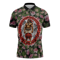 Samoa Aiga Polynesian Zipper Polo Shirt Tropical Floral Hibiscus Pattern Island Heritage TS04 Green Red - Polynesian Pride