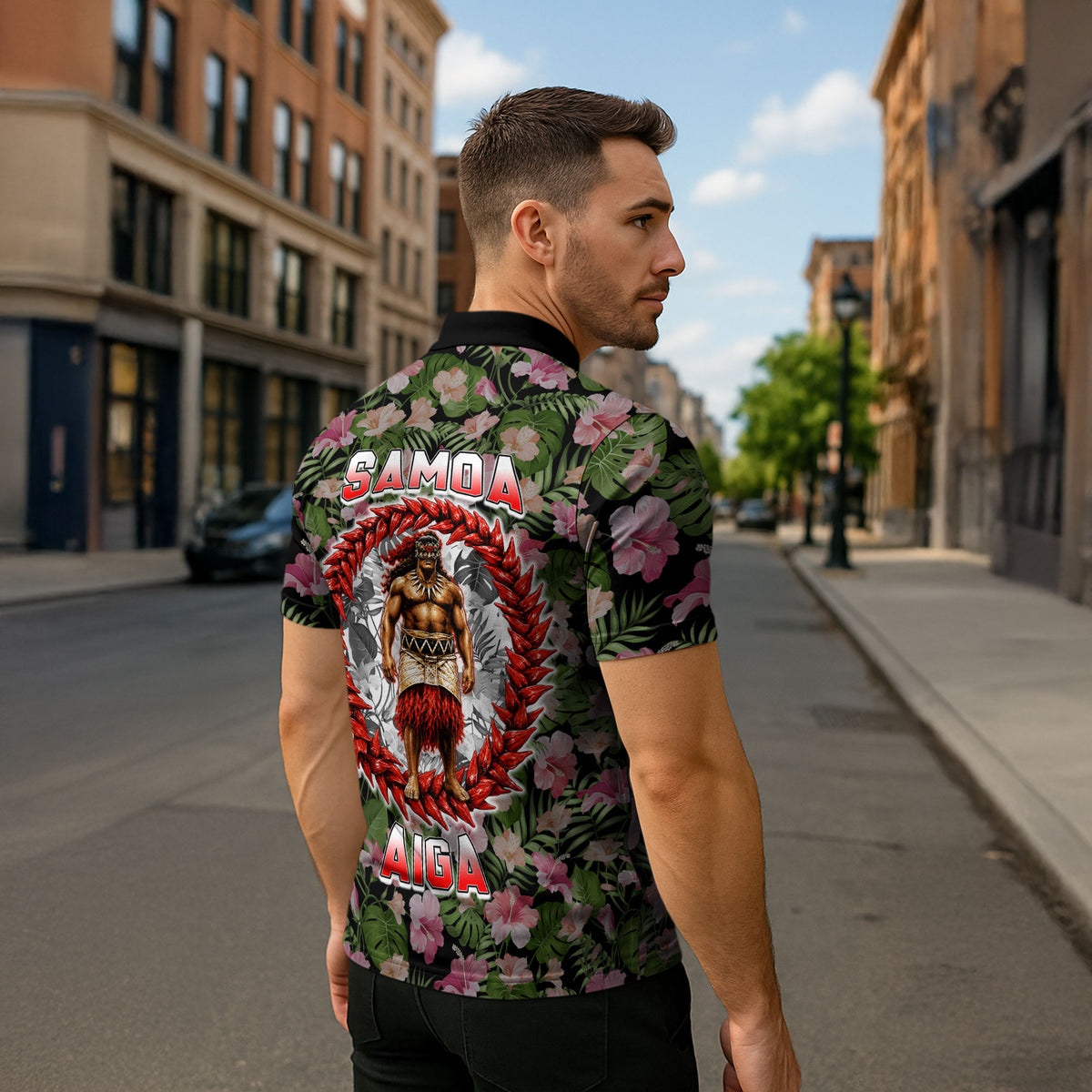 Samoa Aiga Polynesian Zipper Polo Shirt Tropical Floral Hibiscus Pattern Island Heritage TS04 - Polynesian Pride