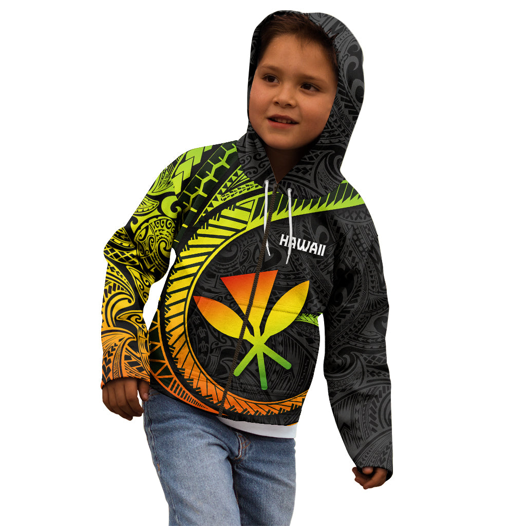 Hawaii Kanaka Maoli Kid Hoodie Polynesian Tornado Infusion Gradient TS04 - Polynesian Pride