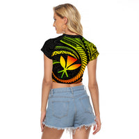 Hawaii Kanaka Maoli Raglan Cropped T Shirt Polynesian Tornado Infusion Gradient TS04 - Polynesian Pride