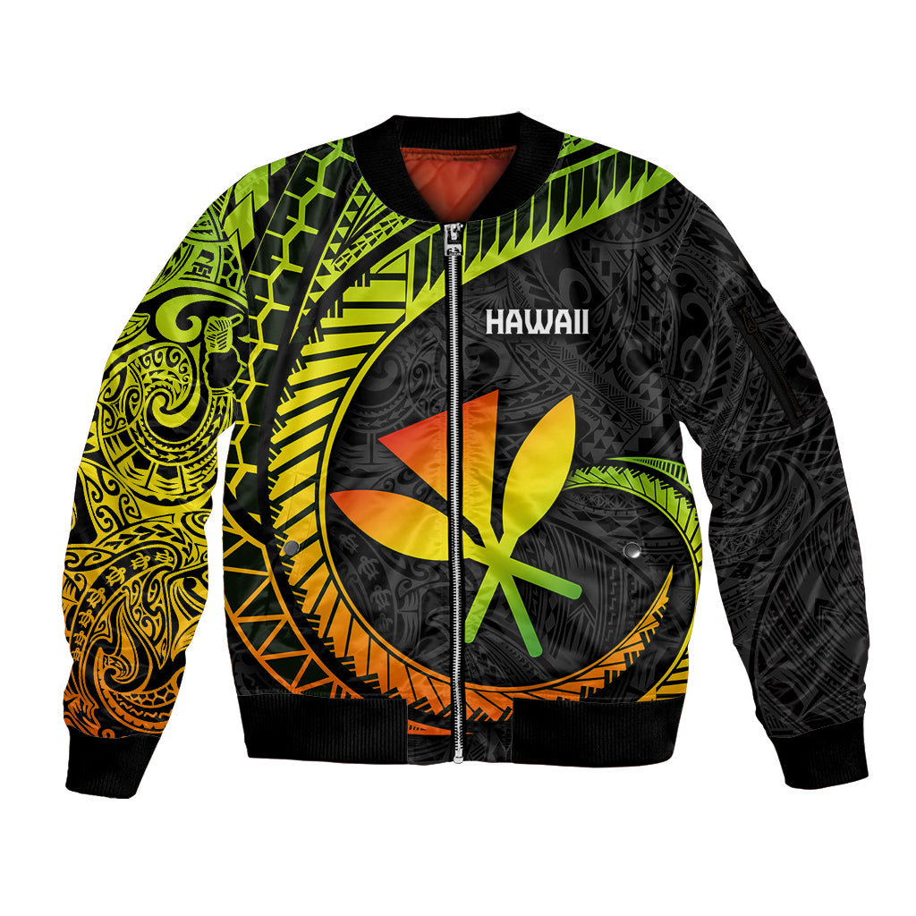 Hawaii Kanaka Maoli Sleeve Zip Bomber Jacket Polynesian Tornado Infusion Gradient TS04 Unisex Gradient - Polynesian Pride