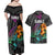 Hawaii Polynesian Couples Matching Off Shoulder Maxi Dress and Hawaiian Shirt with Tribal Hammerhead Sharks and Hibiscus Black TS04 - Polynesian Pride