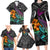 Hawaii Polynesian Family Matching Long Sleeve Bodycon Dress and Hawaiian Shirt with Tribal Hammerhead Sharks and Hibiscus Black TS04 - Polynesian Pride