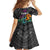 Hawaii Polynesian Family Matching Off Shoulder Long Sleeve Dress and Hawaiian Shirt with Tribal Hammerhead Sharks and Hibiscus Black TS04 - Polynesian Pride