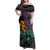 Hawaii Polynesian Family Matching Off Shoulder Maxi Dress and Hawaiian Shirt with Tribal Hammerhead Sharks and Hibiscus Black TS04 Mom's Dress Black - Polynesian Pride