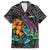 Hawaii Polynesian Family Matching Off Shoulder Short Dress and Hawaiian Shirt with Tribal Hammerhead Sharks and Hibiscus Black TS04 Dad's Shirt - Short Sleeve Black - Polynesian Pride