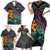 Hawaii Polynesian Family Matching Short Sleeve Bodycon Dress and Hawaiian Shirt with Tribal Hammerhead Sharks and Hibiscus Black TS04 - Polynesian Pride