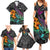 Hawaii Polynesian Family Matching Summer Maxi Dress and Hawaiian Shirt with Tribal Hammerhead Sharks and Hibiscus Black TS04 - Polynesian Pride