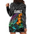 Hawaii Polynesian Hoodie Dress with Tribal Hammerhead Sharks and Hibiscus Black TS04 - Polynesian Pride