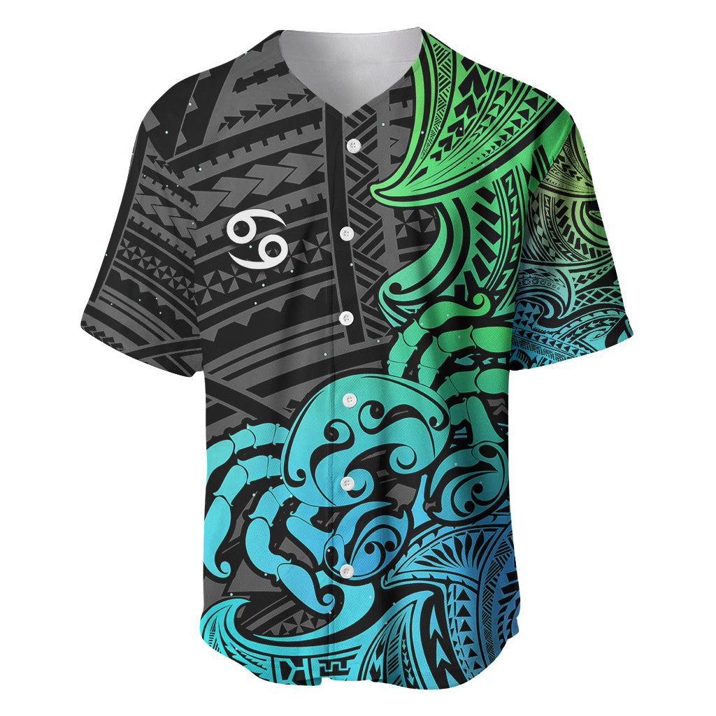 Zodiac Cancer Baseball Jersey Polynesian in Gradient Blue TS04 Gradient Blue - Polynesian Pride