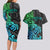 Zodiac Cancer Couples Matching Long Sleeve Bodycon Dress and Hawaiian Shirt Polynesian in Gradient Blue TS04 - Polynesian Pride