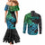 Zodiac Cancer Couples Matching Mermaid Dress and Long Sleeve Button Shirts Polynesian in Gradient Blue TS04 - Polynesian Pride