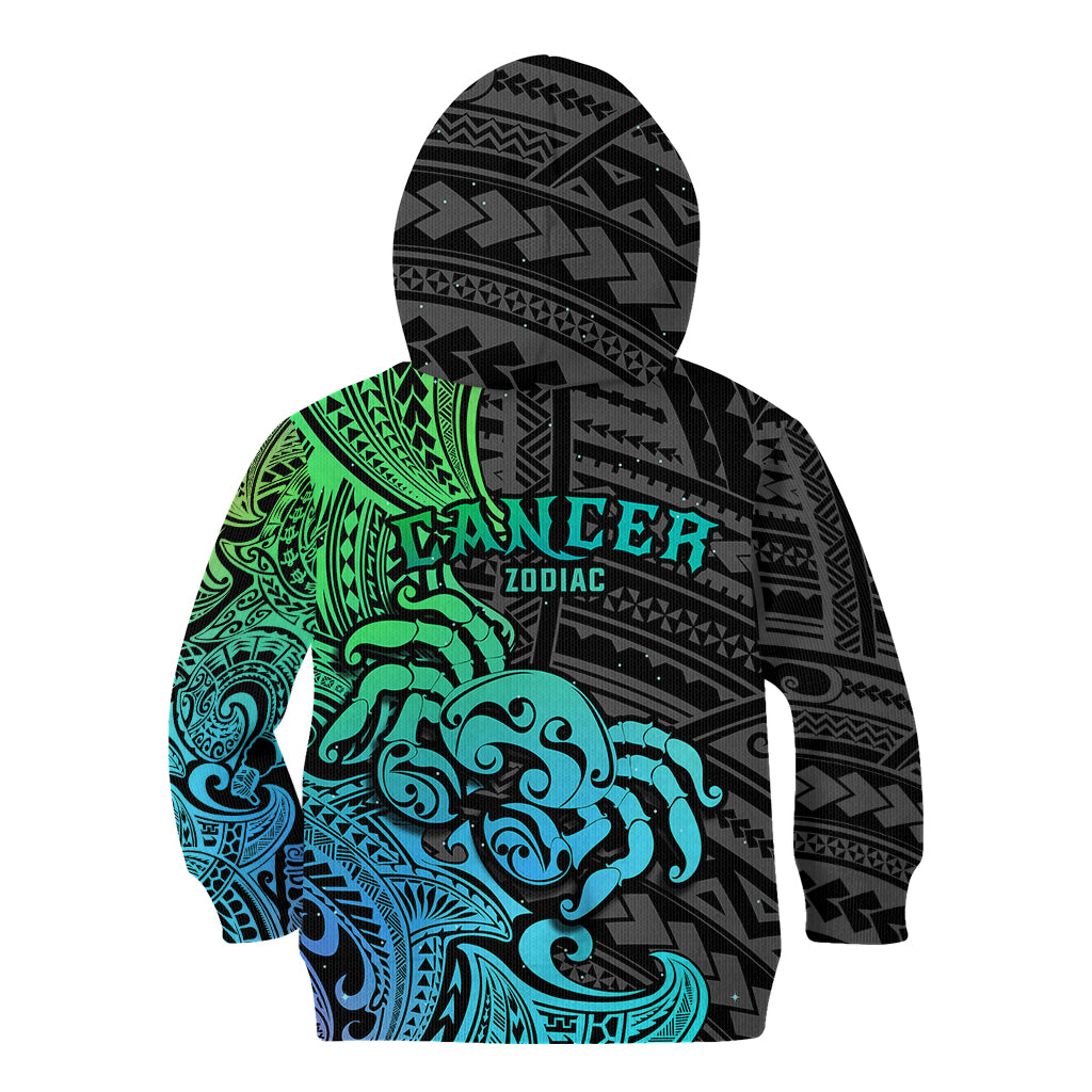 Zodiac Cancer Kid Hoodie Polynesian in Gradient Blue TS04 - Polynesian Pride