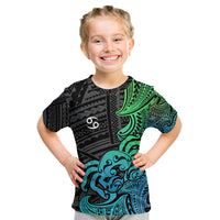 Zodiac Cancer Kid T Shirt Polynesian in Gradient Blue TS04 Gradient Blue - Polynesian Pride