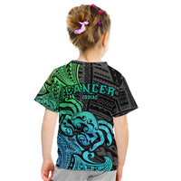 Zodiac Cancer Kid T Shirt Polynesian in Gradient Blue TS04 - Polynesian Pride
