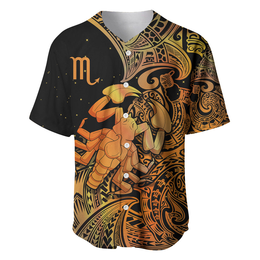 Zodiac Scorpio Baseball Jersey Polynesian in Orange TS04 Orange - Polynesian Pride