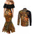 Zodiac Scorpio Couples Matching Mermaid Dress and Long Sleeve Button Shirts Polynesian in Orange TS04 - Polynesian Pride