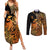 Zodiac Scorpio Couples Matching Summer Maxi Dress and Long Sleeve Button Shirts Polynesian in Orange TS04 Orange - Polynesian Pride