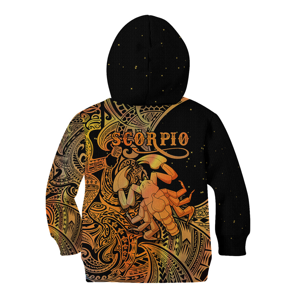 Zodiac Scorpio Kid Hoodie Polynesian in Orange TS04 - Polynesian Pride