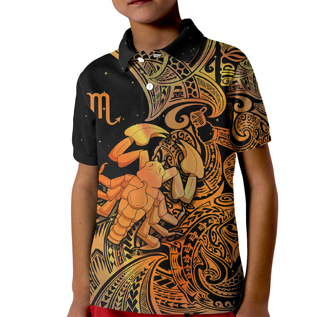 Zodiac Scorpio Kid Polo Shirt Polynesian in Orange TS04 Kid Orange - Polynesian Pride