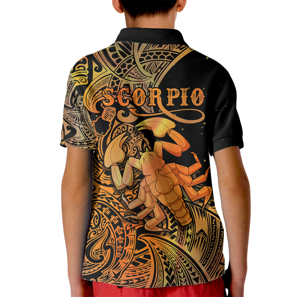 Zodiac Scorpio Kid Polo Shirt Polynesian in Orange TS04 - Polynesian Pride