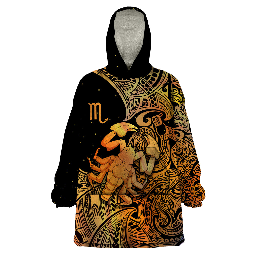 Zodiac Scorpio Wearable Blanket Hoodie Polynesian in Orange TS04 One Size Orange - Polynesian Pride