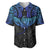 Polynesian Ray Pattern Baseball Jersey TS04 Black/Blue - Polynesian Pride