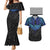 Polynesian Ray Pattern Couples Matching Mermaid Dress and Hawaiian Shirt TS04 Black/Blue - Polynesian Pride