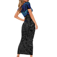 Polynesian Ray Pattern Family Matching Short Sleeve Bodycon Dress and Hawaiian Shirt TS04 - Polynesian Pride