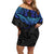 Polynesian Ray Pattern Off Shoulder Short Dress TS04 Women Black/Blue - Polynesian Pride