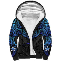 Polynesian Ray Pattern Sherpa Hoodie TS04 Unisex Black Blue - Polynesian Pride