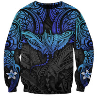 Polynesian Ray Pattern Sweatshirt TS04 Unisex Black/Blue - Polynesian Pride