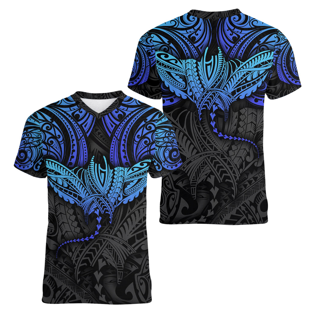 Polynesian Ray Pattern Women V Neck T Shirt TS04 - Polynesian Pride