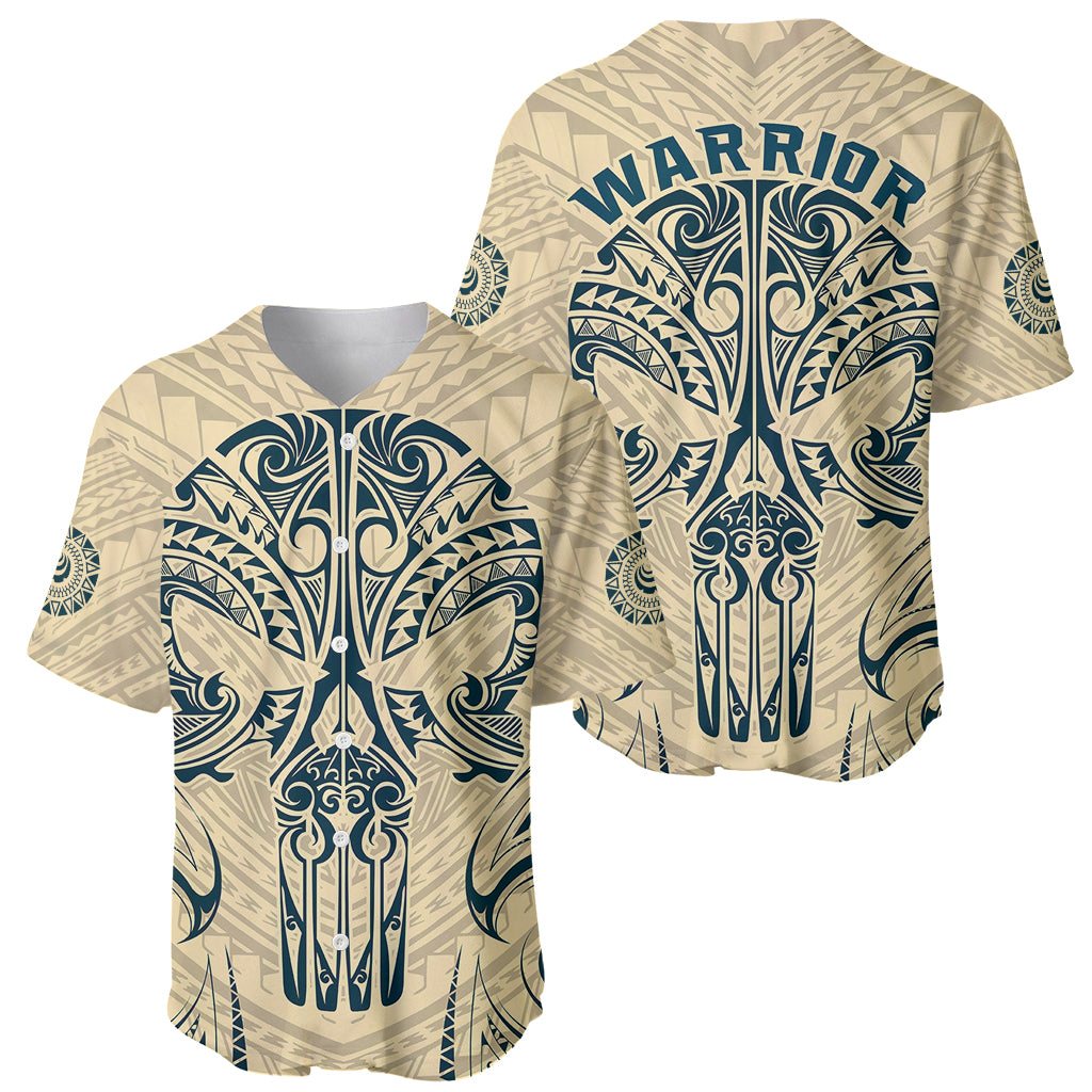 Polynesian Baseball Jersey Warrior Skull with Tribal Patterns Tattoo Design TS04 - Polynesian Pride