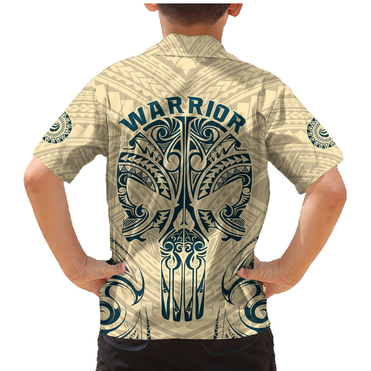 Polynesian Family Matching Mermaid Dress and Hawaiian Shirt Warrior Skull with Tribal Patterns Tattoo Design TS04 - Polynesian Pride