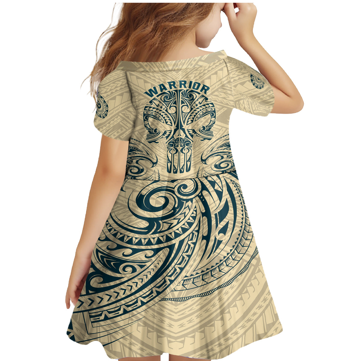 Polynesian Family Matching Mermaid Dress and Hawaiian Shirt Warrior Skull with Tribal Patterns Tattoo Design TS04 - Polynesian Pride