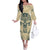 Polynesian Family Matching Off Shoulder Long Sleeve Dress and Hawaiian Shirt Warrior Skull with Tribal Patterns Tattoo Design TS04 Mom's Dress Yellow - Polynesian Pride