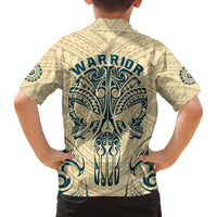 Polynesian Family Matching Summer Maxi Dress and Hawaiian Shirt Warrior Skull with Tribal Patterns Tattoo Design TS04 - Polynesian Pride